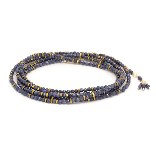 Opaque Blue Sapphire Bead Wrap Bracelet - Necklace