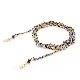 N° 182 Navy Silk & Chain Braided Necklace Bracelet