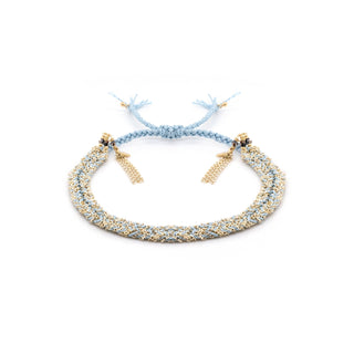 N° 183 Aqua Silk & Chain Braided Bracelet