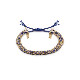 N° 183 Navy Silk & Chain Braided Bracelet