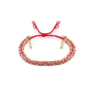N° 183 Red Silk & Chain Braided Bracelet