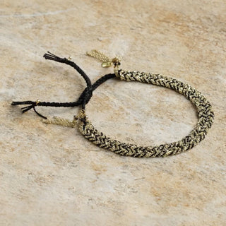 N° 183 Black Silk & Chain Braided Bracelet