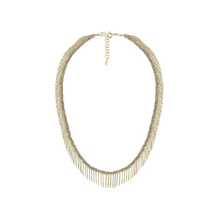N° 550 Chain Fringe Braided Grey Gold Necklace