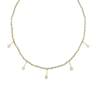 N° 606 Dangling Diamond Braided Grey Gold Necklace