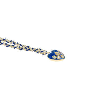 N° 782 Navy Heart Braided Gold Necklace / Bracelet
