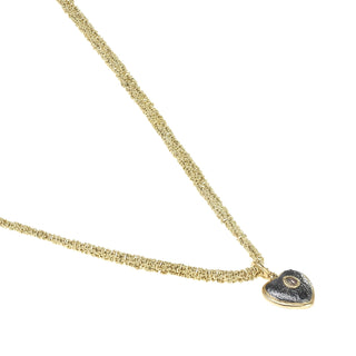N° 882 Oxidized Silver Heart Pendant Gold Necklace
