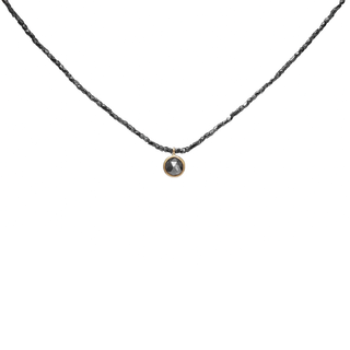 Dark rose-cut diamond on Oxidized Hill Tribe Bead Necklace