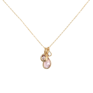 Pink Sapphire, Pink Tourmaline & Diamond Charm Necklace | 14k