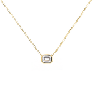 0.75ct Emerald Cut Lab Diamond Bezel Set Necklace