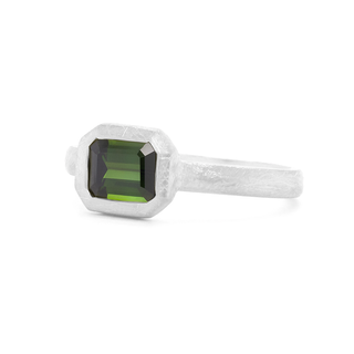 'Boulder' Emerald Cut Green Tourmaline Ring