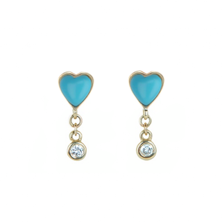 Turquoise Byrdie Heart Diamond Studs | 10k