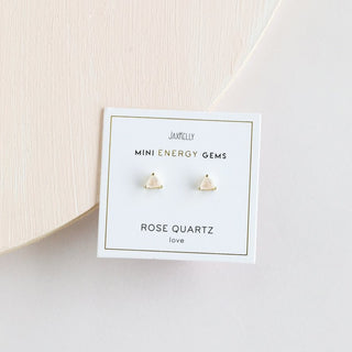 Rose Quartz Mini Energy Gem Studs | Gold Plated
