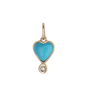 Turquoise Byrdie Heart Charm | 10k