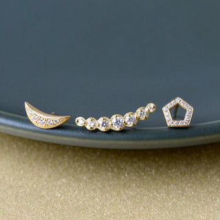 Pave Pentagonal Stud Earring - Anne Sportun Fine Jewellery