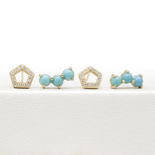 Pave Pentagonal Stud Earring - Anne Sportun Fine Jewellery