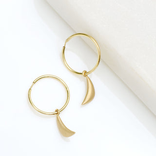 Sleeper Hoop Earrings w/ Mini Crescent - Anne Sportun Fine Jewellery