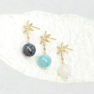 Star Post Earring w/ Gemstone Ball Drop - Anne Sportun Fine Jewellery