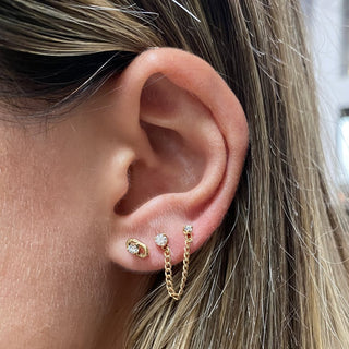 Single Link Prong Diamond Stud Earrings I 14k
