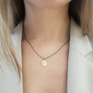 14k Gold Pendant with Square Diamond Necklace