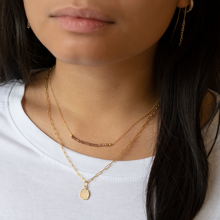 Gold Stardust Pebble Paperclip Necklace