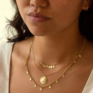 Rolo Mini Hammered Disc Station Necklace