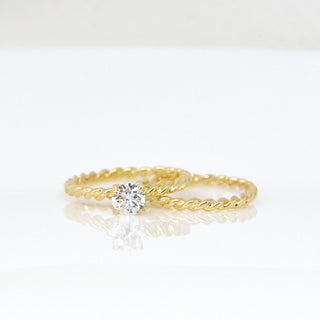 Solitaire Bridal Mount W/ Twsited Rope Band - Anne Sportun Fine Jewellery