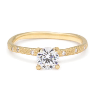 Solitaire Bridal Mount with Stardust Wonky Band - Anne Sportun Fine Jewellery