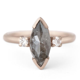 One of a Kind Dark Grey Marquise Diamond Ring - Anne Sportun Fine Jewellery