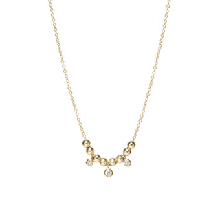 Small Gold Bead & Graduated Bezel Diamond Necklace | 14k