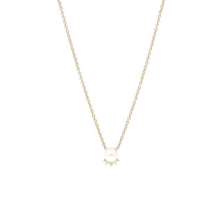 Pearl And Diamond Crown Necklace | 14k