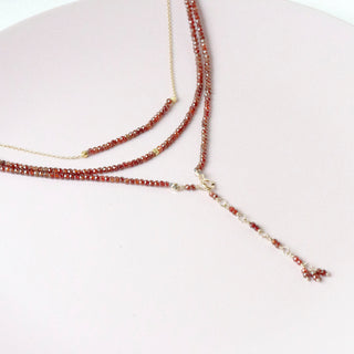 Red Garnet Wrap Bracelet - Necklace