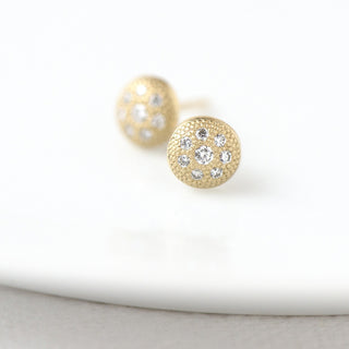 Stardust Convex Button Studs - Anne Sportun Fine Jewellery