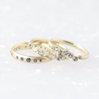 Cascade Baguette and Round Diamond and Blue Sapphire Band - Anne Sportun Fine Jewellery