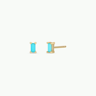 Baguette Turquoise Earrings | Gold Vermeil