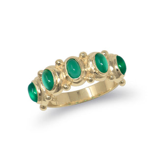 Green Onyx Oval Cabochon Dew Drop Arch Ring