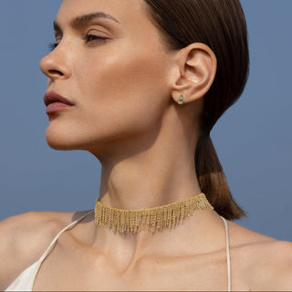 1C001 GOLD FRINGE DOUBLE WRAP BRACELET - CHOKER