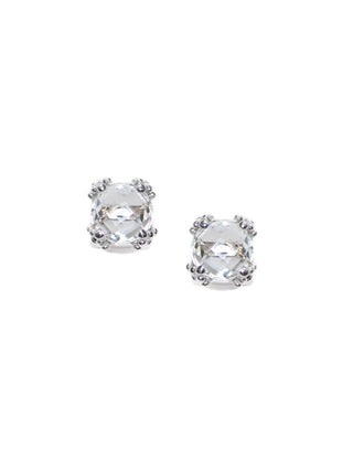 Clear Topaz Dew Drop Mini Cluster Studs | Silver
