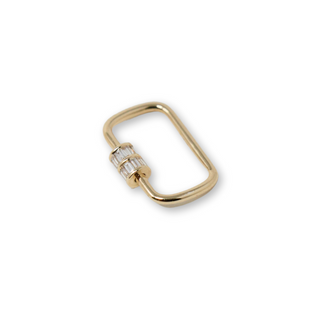 GOLD AND BAGUETTE DIAMOND CARABINER CHARM