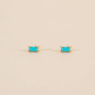 Baguette Turquoise Earrings | Gold Vermeil