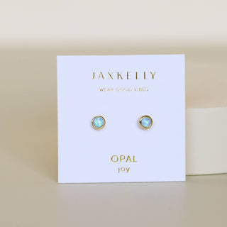 Simple Stud Synthetic Blue Opal Earrings | Gold Vermeil