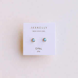 Simple Stud Synthetic Blue Opal Earrings | Gold Vermeil