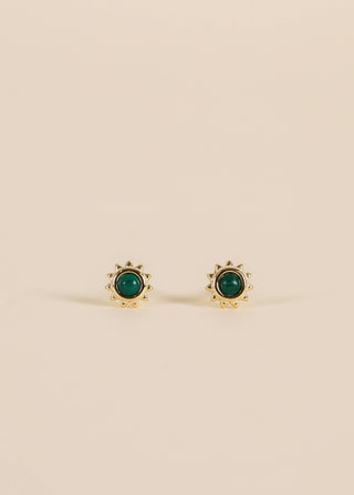 Malachite Sun Stud | Gold Vermeil