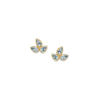 Swiss Blue Topaz Bouquet Fleur de Lis Studs
