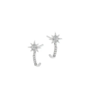 Micro North Star Diamond Half Hoops | Silver
