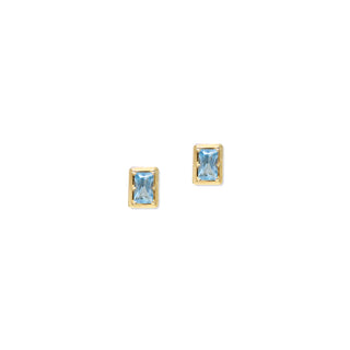 Blue Topaz Carré Baguette Stud Earrings