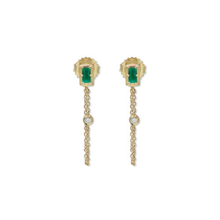 Emerald Cléo Baguette Chain Connector Earrings