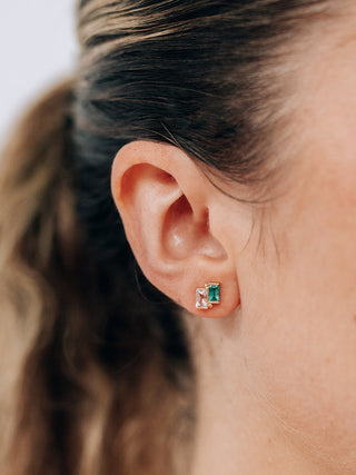Emerald & Topaz Deux Carré Studs - Anne Sportun Fine Jewellery