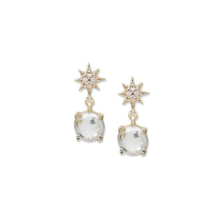 Clear Topaz North Star Drop Earrings