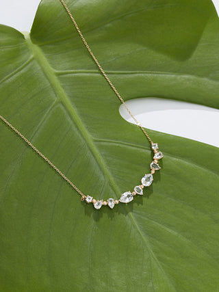 Clear Topaz Bouquet Gem Bar Necklace