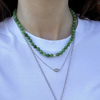 Bohème Smooth Korean Green Jade Necklace | Silver